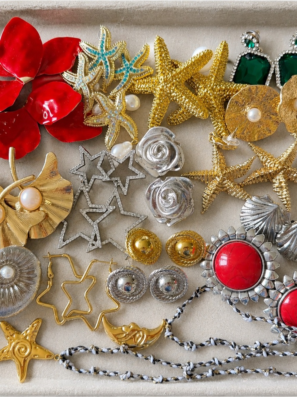 Vintage Mixed Jewelry Lot 18 Pcs | Statement Earrings & Necklace
